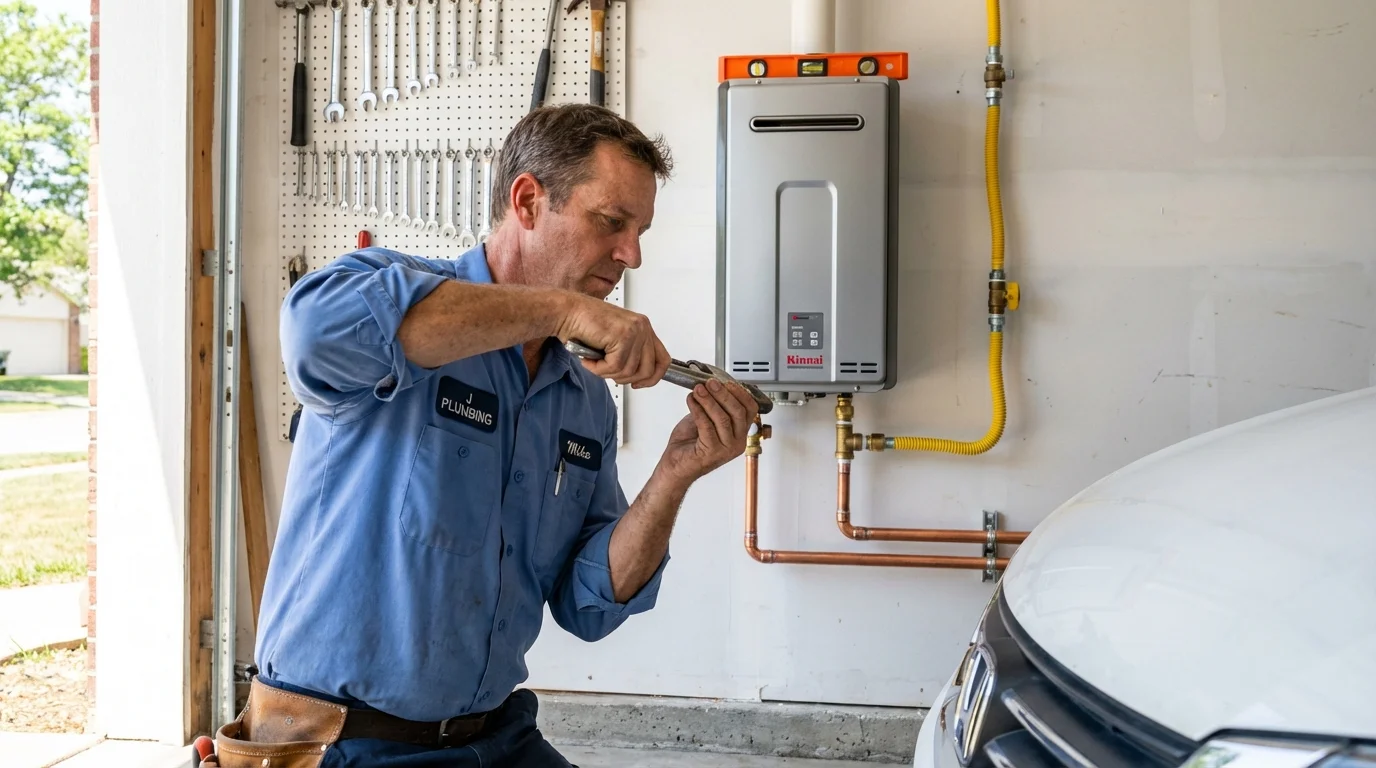 Tankless water heater installation by a Johns Plumbing LLC plumber in Lehi