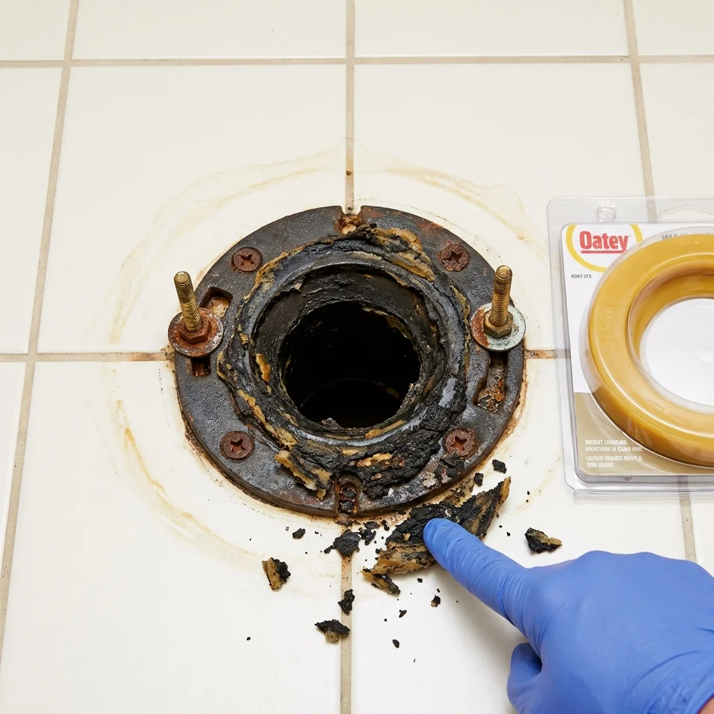 Failed wax ring showing water seepage at the base of a toilet in a Lehi, UT home